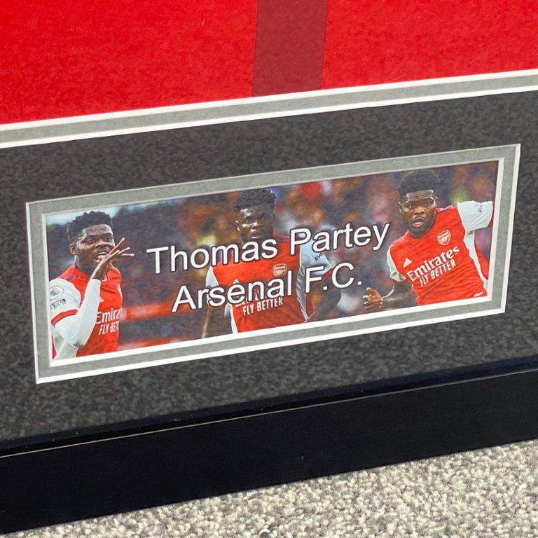 Black Framed signed & authenticated Thomas Partey Arsenal shirt