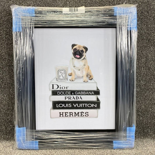 Liquid Art Picture of a Pug on Designer Books