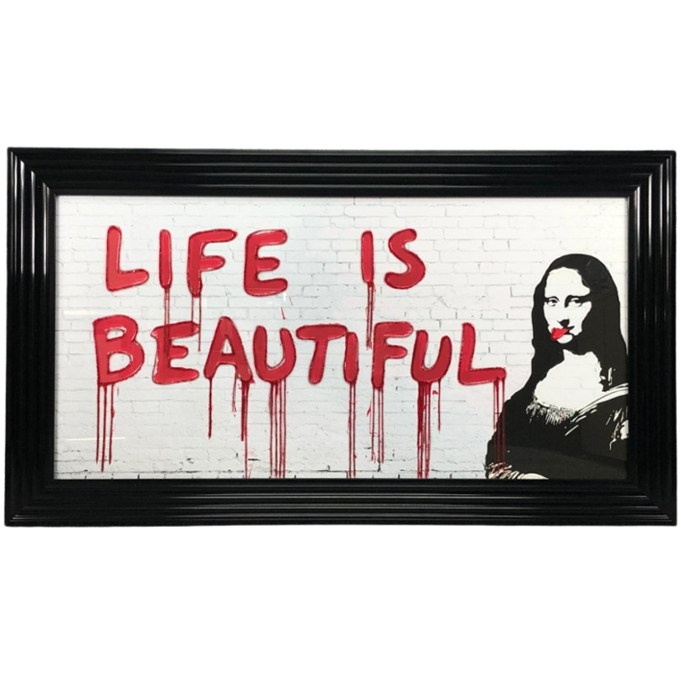 Liquid Art Banksy ""Life Is BEAUTIFUL"